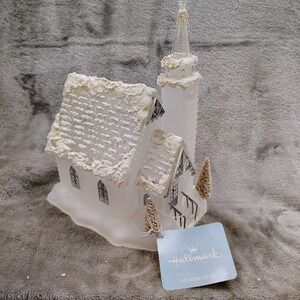 Vintage‎ Hallmark Lighted Church Snowy Glitter Glass New With Original Box